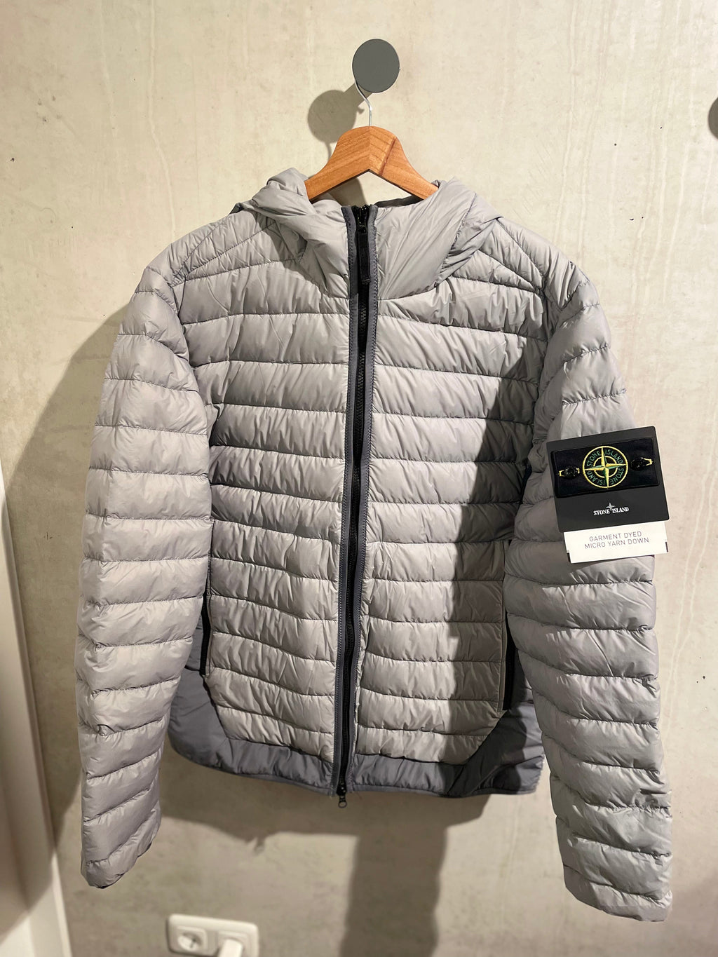 SI Garment Dyed Micro Yarn Hooded Down Jacket GRAY