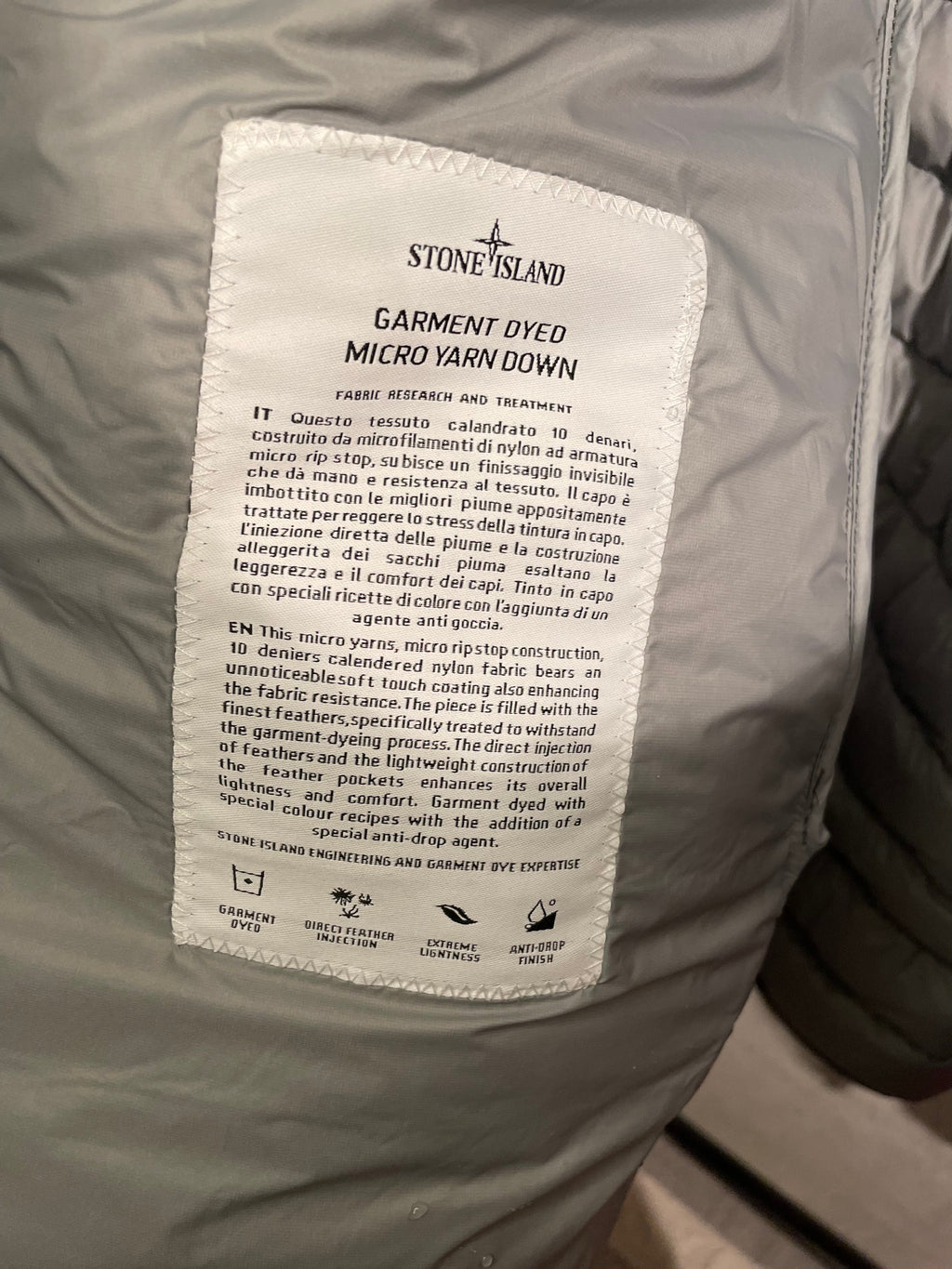 SI Garment Dyed Micro Yarn Hooded Down Jacket GRAY