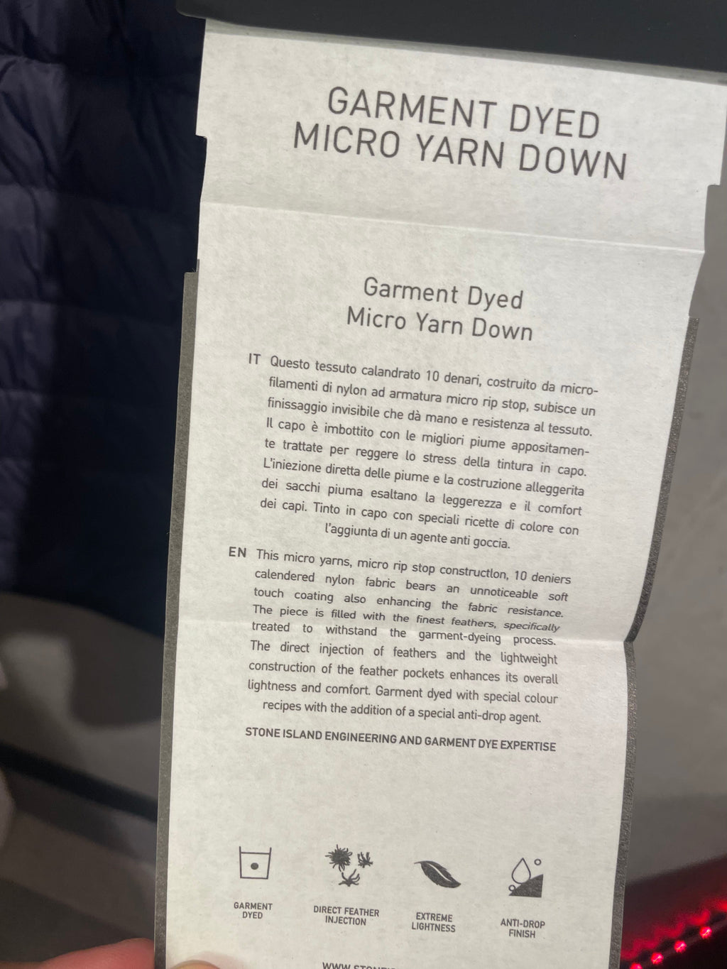 SI Garment Dyed Micro Yarn Hooded Down Jacket NAVY