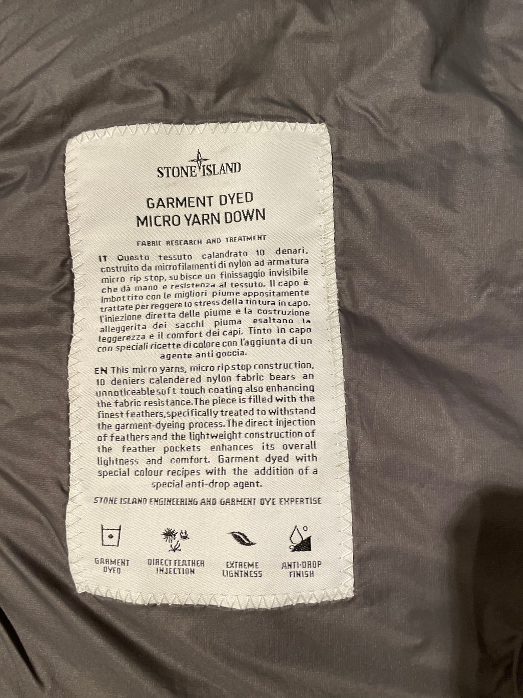 SI Gray Garment Dyed Micro Yarn Down Packable Gilet