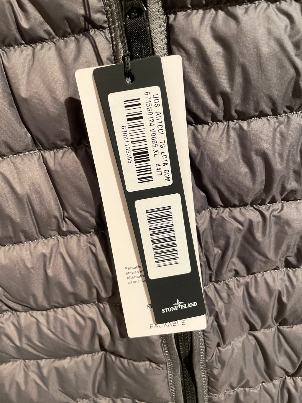 SI Gray Garment Dyed Micro Yarn Down Packable Gilet