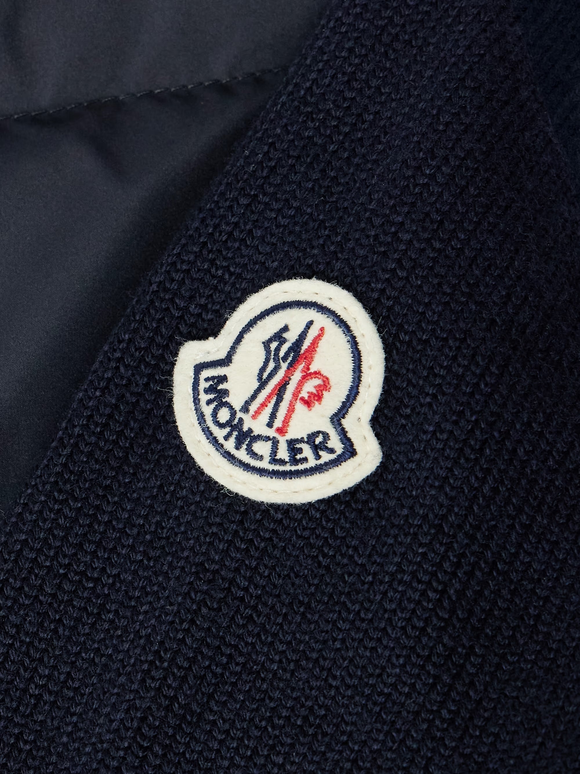 Logo-Appliquéd Quilted Shell-Panelled Virgin Wool Down Cardigan