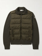 Logo-Appliquéd Quilted Shell-Panelled Virgin Wool Down Cardigan