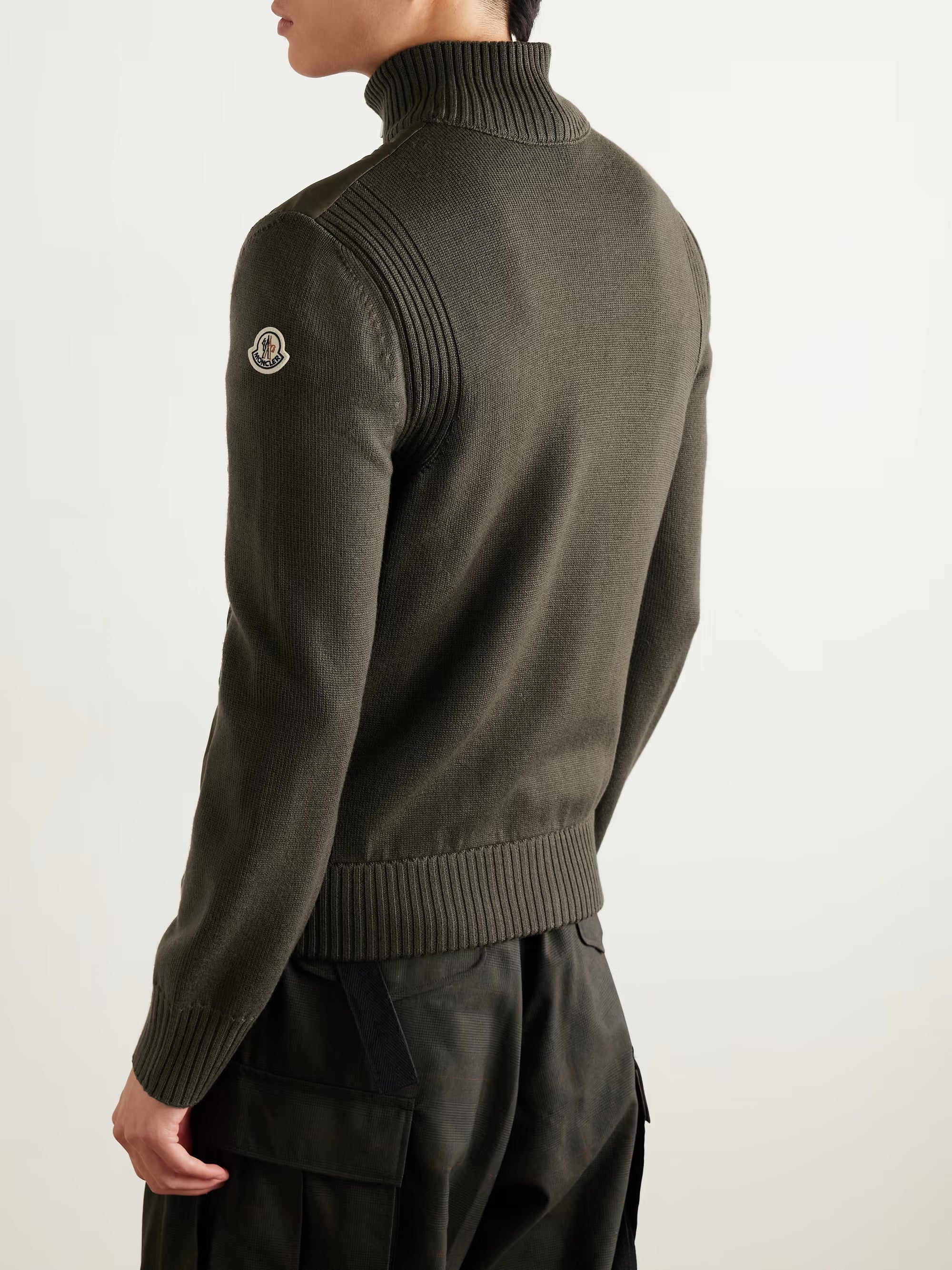 Logo-Appliquéd Quilted Shell-Panelled Virgin Wool Down Cardigan