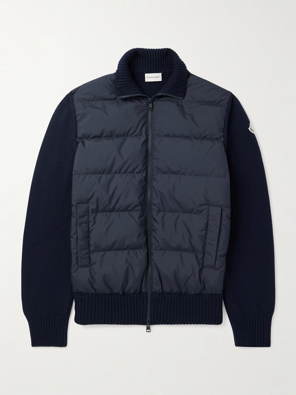 Logo-Appliquéd Quilted Shell-Panelled Virgin Wool Down Cardigan