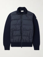 Logo-Appliquéd Quilted Shell-Panelled Virgin Wool Down Cardigan