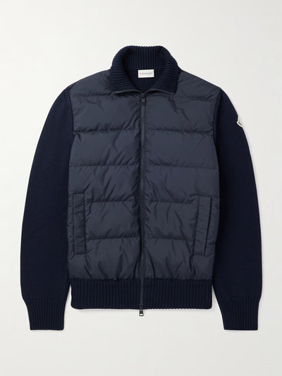 Logo-Appliquéd Quilted Shell-Panelled Virgin Wool Down Cardigan